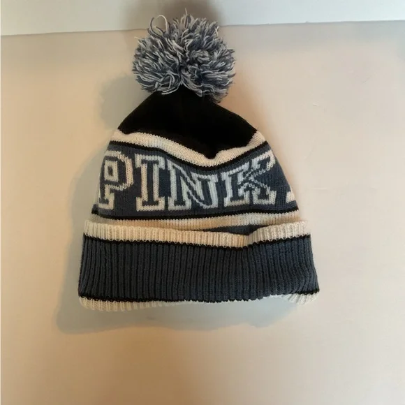 PINK VS Navy Blue Soft Velour Ribbed Shoulder Bag (NWT)& PINK Nation Knit Beanie - Picture 9 of 12